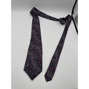 Vintage Christian Dior Neck Tie Blue Red Paisley 100% Silk Signature Designer